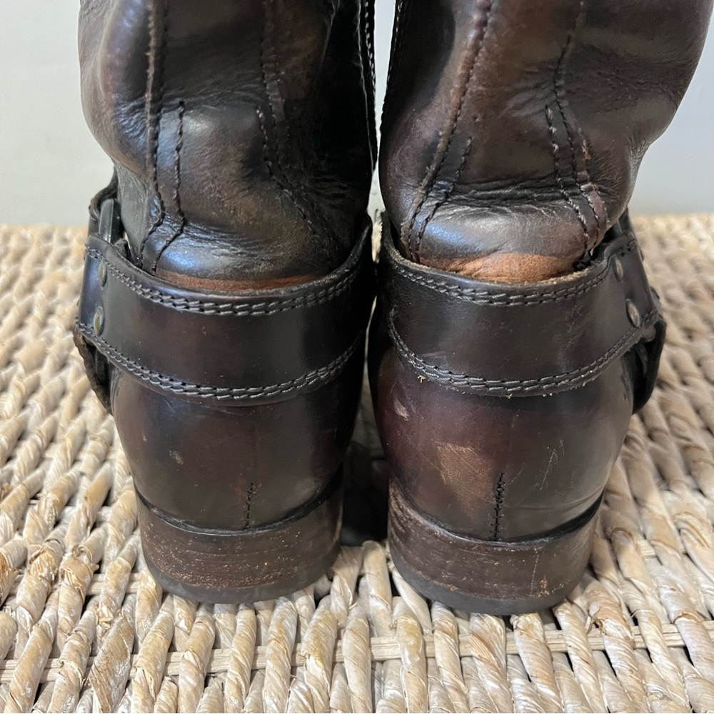 Frye Tall Dark Brown Button Back Full-Zip Women's boots Riding Boots Size 7.5 B - Picture 8 of 13